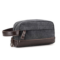 LT Men Toiletry Bag Men Wash Bag Hanging Toiletry Bag Leather Canvas 3 Compartments Zipper Men Shaving Bag Dopp Kit Bathroom Easy for...