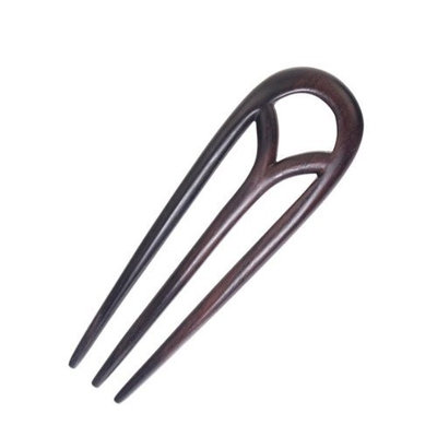 CrystalMood Handmade Carved 3-Prong Wood Hair Stick 4.4