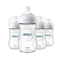 Philips Avent Natural Baby Bottle, Clear, 9oz, 4pk, SCF013/47