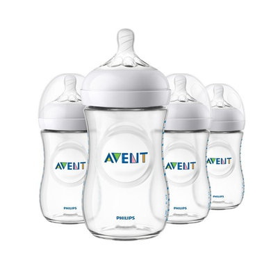 Philips Avent Natural Baby Bottle, Clear, 9oz, 4pk, SCF013/47