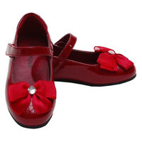 L'Amour Patent Red Slip On Bow Dress Shoes Toddler 10-Little Girls 4