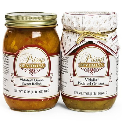 Prissy's of Vidalia Sweet Onion Relish & Pickled Onion (COMBO Pack), 16 Oz, Fat FREE, ALL Natural, No Preservative,