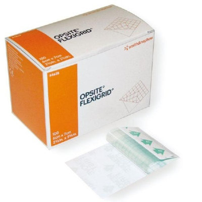 Smith & Nephew Opsite Flexigrid Transparent Adhesive Film Dressing 2.375 x 2.75 Inch, Sterile, Box of 100