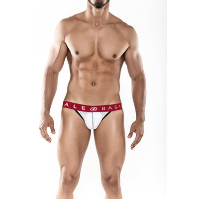 MaleBasics Men's Pipping Fashion Jockstrap White-White-Small