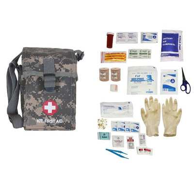 Ultimate Arms Gear Military Platoon Leader's First Aid Kit Cover Pouch, ACU Army Digital Camo Camouflage + First Aid Trauma Fully Stocked Kit Contents Come In Polybag, USA MADE