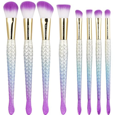 Mermaid Makeup Brushes Set 8PCS Makeup Brushes Foundation Eyeshadow Face Powder Concealer Blush Beauty Cosmetic Tools Premium Soft Synthetic Bristles Brushes kit