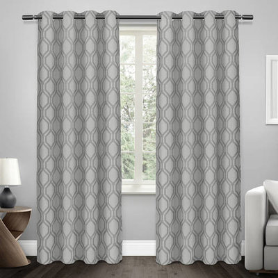 Exclusive Home Domino Heavyweight Jacquard Linen Blackout Window Curtain Panel Pair with Grommet Top