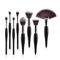 Kasla 8Pcs Makeup Brush Sets Cosmetic Brush Kabuki Foundation Powder Blush Cream Highlight Blend Eyebrow Eye shadow Fan Makeup Brushes