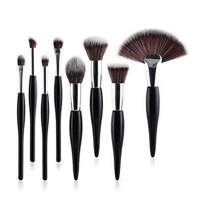 Kasla 8Pcs Makeup Brush Sets Cosmetic Brush Kabuki Foundation Powder Blush Cream Highlight Blend Eyebrow Eye shadow Fan Makeup Brushes