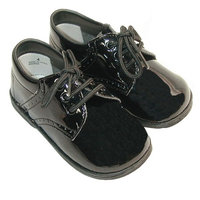 Baby Toddler Boy Patent Black Classic Saddle Style Dress Shoe Size 1-7