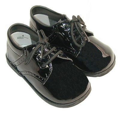 Baby Toddler Boy Patent Black Classic Saddle Style Dress Shoe Size 1-7