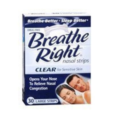 Breathe Right Nasal Strips, Large, Clear, for Sensitive Skin 30 strips Personal Healthcare / Health Care