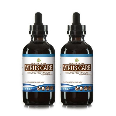 Secrets Of The Tribe Virus Care Tincture Alcohol-FREE Extract (Organic: Echinacea Root (Echinacea Purpurea), Elder Flowers (Sambucus Nigra), Olive Leaf (Olea Europaea), Lemon Balm Leaf (Melissa Officinalis). Wildcrafted: Cat's Claw Bark (Uncaria Tomentosa), Pau d'Arco Bark (Tabebuia Impetiginosa)) 2x4 oz