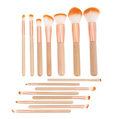 15pcs Flat Head Powder Makeup Brushes Kit Eyeshadow Brush Set Cosmetic Tool