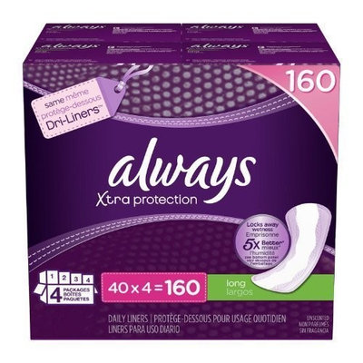 Always Large Count Pantiliner Long Dri-liners Unscented 160 Count Personal Healthcare / Health Care