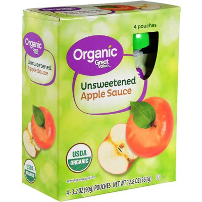 Wal-mart Stores, Inc. Great Value Organic Unsweetened Applesauce, 3.2 oz, 4 pack