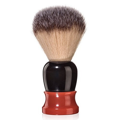 Fine Accoutrements Classic Shaving Brush with Synthetic Angel Hair Fibers, Solid Lathe Turned Resin Handle, Orange and Brown