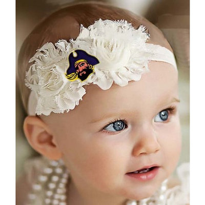 East Carolina Pirates Baby/ Toddler Shabby Flower Hair Bow Headband