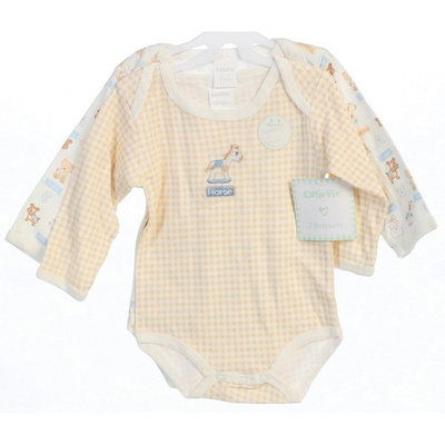 Baby Girls Boys Beige Long Sleeve Cute Animals 2 pcs Bodysuit 0-12M