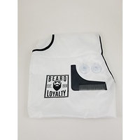 Beard Bib Hair Catcher, Beard Apron For Man Shaving, Easy Hair Trimming Catcher Without The Mess, Bundle With Free Comb. Made By Beard Loyalty-White