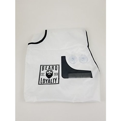 Beard Bib Hair Catcher, Beard Apron For Man Shaving, Easy Hair Trimming Catcher Without The Mess, Bundle With Free Comb. Made By Beard Loyalty-White