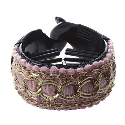SODIAL(R)Pink+Gold Fashionable Women Hair Clip Barrette Ponytail Holder