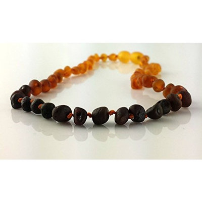 Certified Baltic Amber Teething Necklace - SCREW Clasp (3 Sizes) | R.B. Amber & Sons (10-11 inches - SCREW Clasp, Unpolished Butter Baroque)