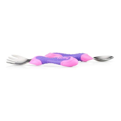 Luv N' Care, Ltd. Nuby Stainless Steel Utensil, 2 Piece, Pink/Purple