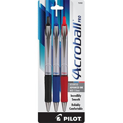 Pilot Acroball Pro Ballpoint Pens, Medium Point, Assorted, 3/Pack