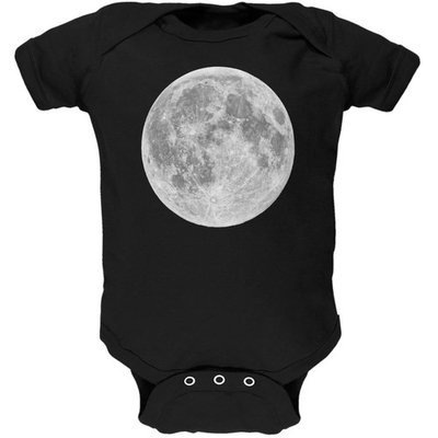 Earth's Moon Black Soft Baby One Piece