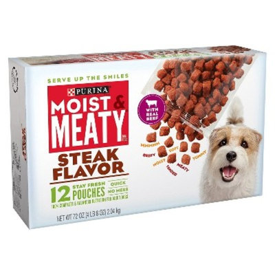 Moist & Meaty Steak Flavor Wet Dog Food - 12 pouches
