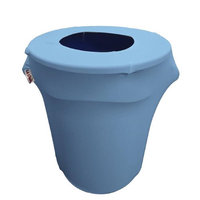 LA Linen SpandexCover32G-BlueLgtX18 Stretch Spandex Trash Can Cover 32 gal Round Blue Light