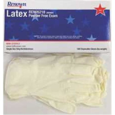 RENOWN DISPOSABLE POWDER-FREE LATEX EXAM GLOVES, NATURAL, LARGE, 5 MIL, 100 GLOVES PER BOX