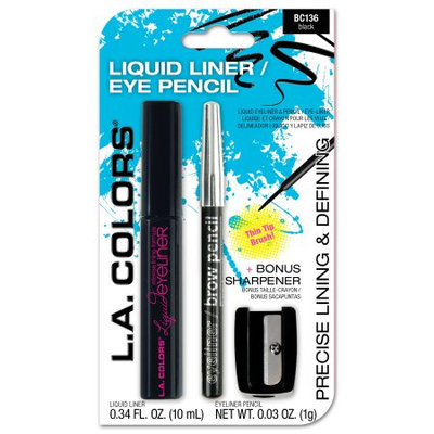 LA Colors Liquid Liner & EyePencil with Sharpener, Black, 3 Ct