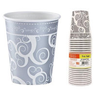 Hanna K Signature 2184943 9 oz Silver Medley Paper Hot-Cold Cup - Pack of 36 & 24 per Pack
