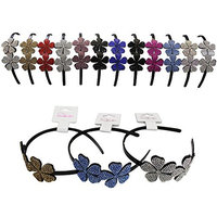 Hard Headbands - 12 Pack - Rhinestone Headbands - Flower Headbands by CoverYourHair
