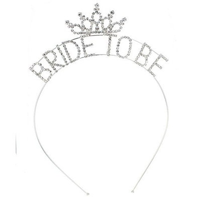 Crystal Avenue Wedding Bridal Bachelorette Rhinestone Tiara Headband (Bride To Be Silver)