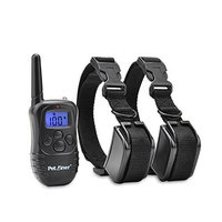 Petrainer PET998DR2 Rechargeable Rainproof Electric Shock E-Collar LCD 100LV Shock Remote Training Collar for 2 Dog