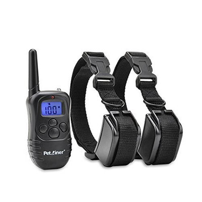 Petrainer PET998DR2 Rechargeable Rainproof Electric Shock E-Collar LCD 100LV Shock Remote Training Collar for 2 Dog