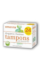 Organic Cotton Regular Non-Applicator Tampons Emerita 24 ct Box