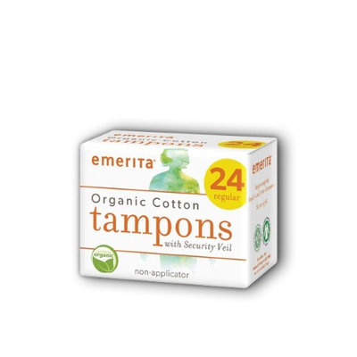 Organic Cotton Regular Non-Applicator Tampons Emerita 24 ct Box
