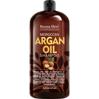 Premium Argan Oil Shampoo - Sulfate Free - Volumizing & Moisturizing, For Men & Women, Curly & Color Treated Hair, Infused with Keratin 16 Oz By Buena Skin