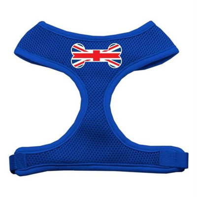 Mirage Pet Products Bone Flag UK Screen Print Soft Mesh Dog Harnesses, Medium, Blue