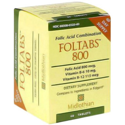 Midlothian Foltabs 800 mcg, 60 Tablets