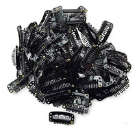 Fenleo 40PCS U Shape Iron Snap Clips For Feather Hair Extensions Wigs Weft Black