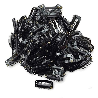 Fenleo 40PCS U Shape Iron Snap Clips For Feather Hair Extensions Wigs Weft Black