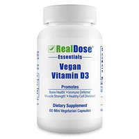 RealDose Nutrition Vegan Vitamin D3 Supplement (cholecalciferol) 1000 IU - Helps Maintain Healthy Bones, Muscles, Teeth, Skin & Immune Health - 60 Vegetarian Capsules