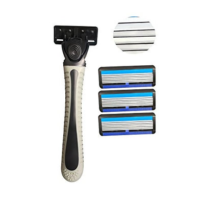 Disposable Razors for Men 6 Blades Shave for Sensitive Skin with Case and Refills Shaving Blade Bulk for Hotel Restaurant Travel Shower Hairs by LLAMEVOL Black
