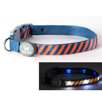 Dog-e-glow Light Up LED Dog Collar - Patented Light Up Durable Glowing Collar for Puppies and Dogs - by Dog e Glow (Orange Stripes, small 8