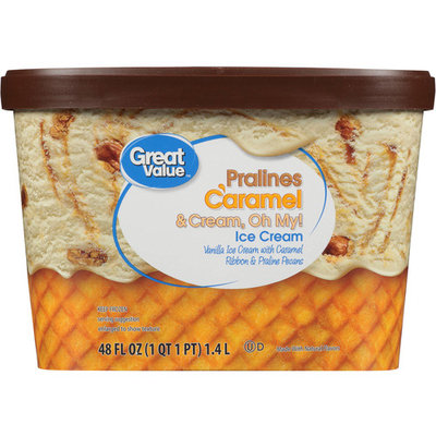 Great Value Pralines Caramel & Cream, Oh My! Ice Cream, 48 oz